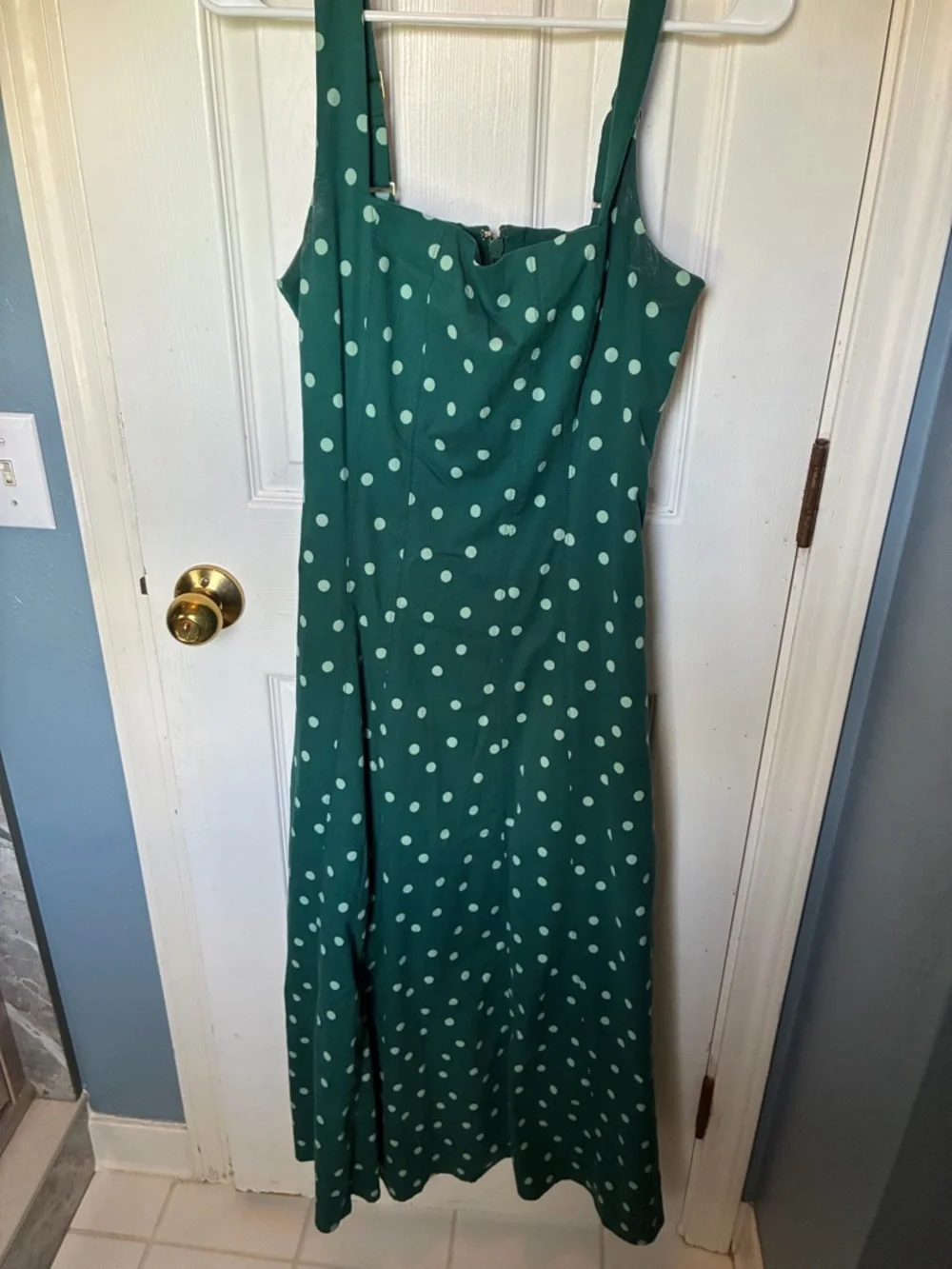 Abercrombie and Fitch green polka dot midi dress size L - Picture 1 of 6